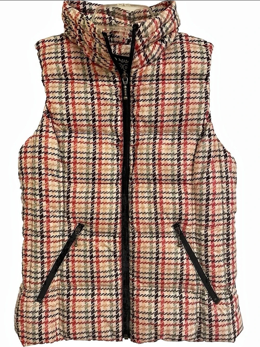 NEW My Anorak SMALL Plaid Puffer VEST Down Feather Fall Winter Sleeveless